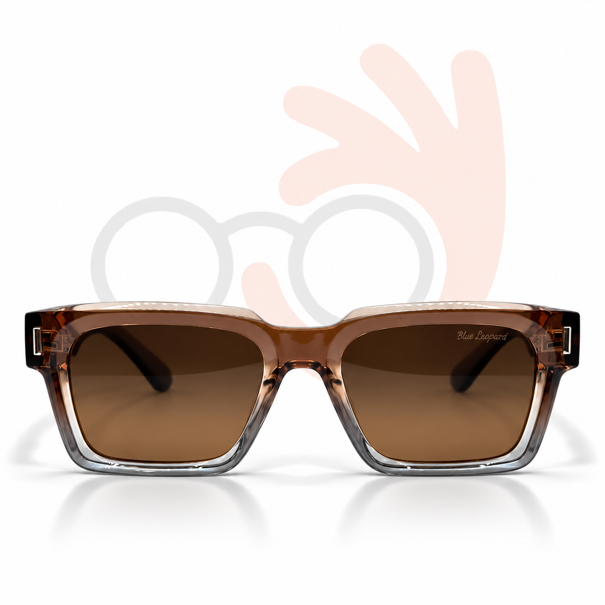 Blue Leopard GRA013 Chunky Square Acetate Sunglasses