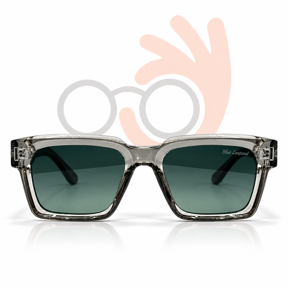 Blue Leopard GRA013 Chunky Square Acetate Sunglasses