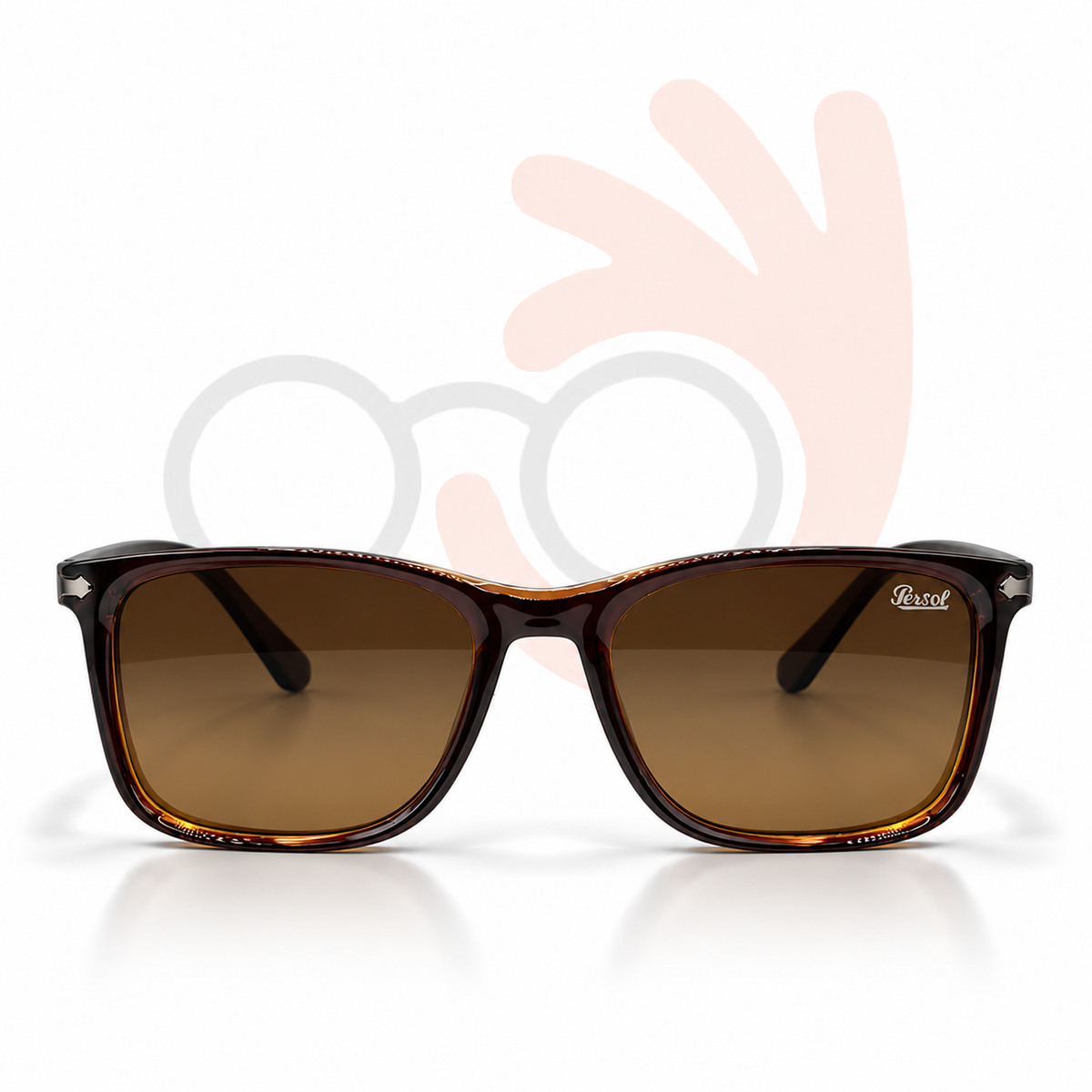 Persol Classic Square Acetate Sunglasses – Dark Havana & Gold