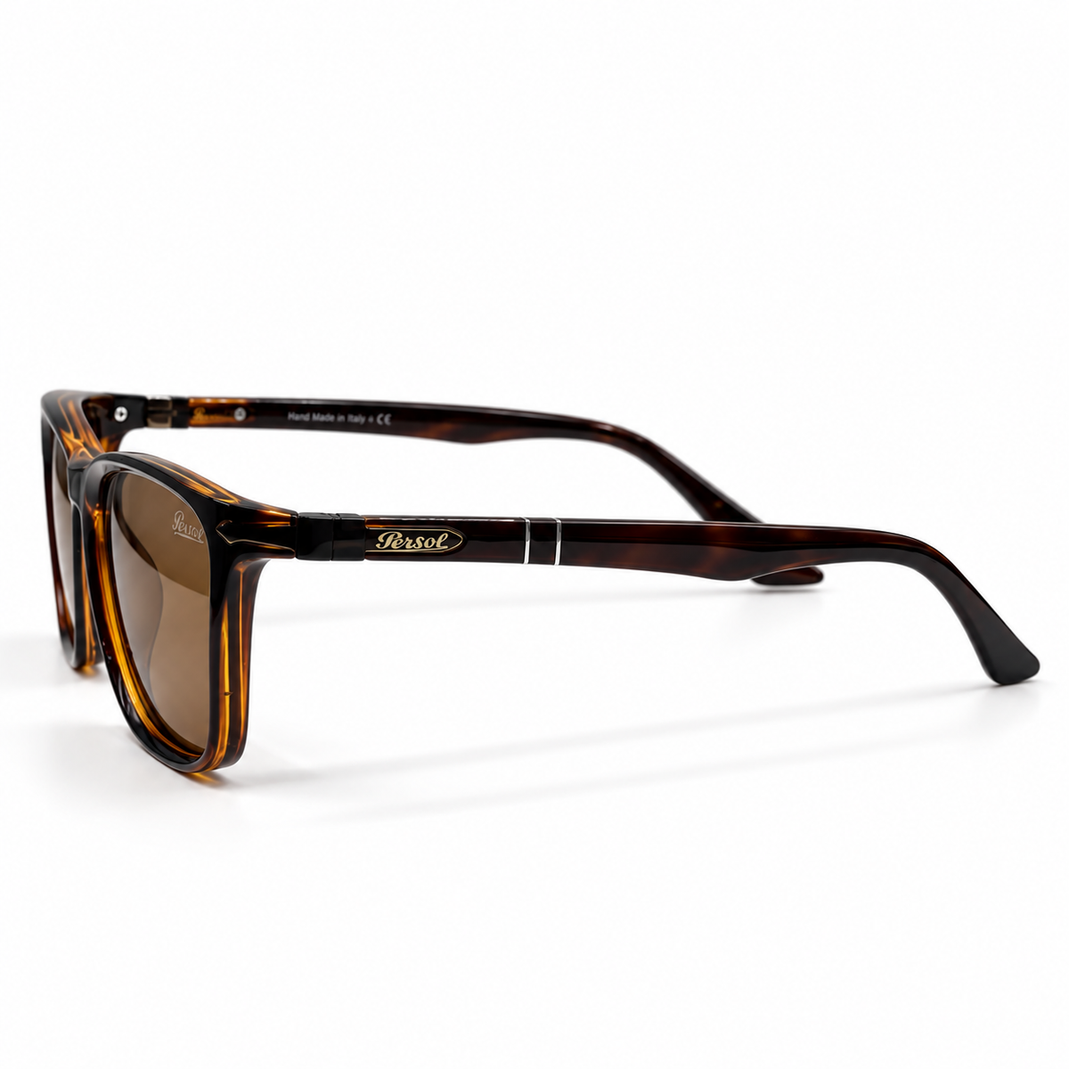 Persol Classic Square Acetate Sunglasses – Dark Havana & Gold