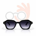 Roadx M65010 Black Geometric Acetate Sunglasses (53mm)