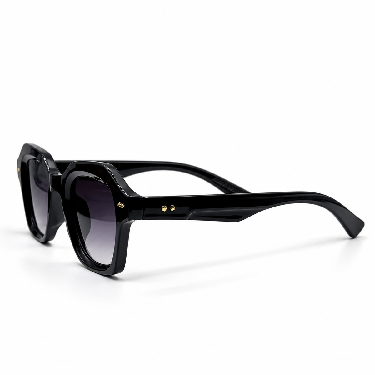 Roadx M65010 Black Geometric Acetate Sunglasses (53mm)