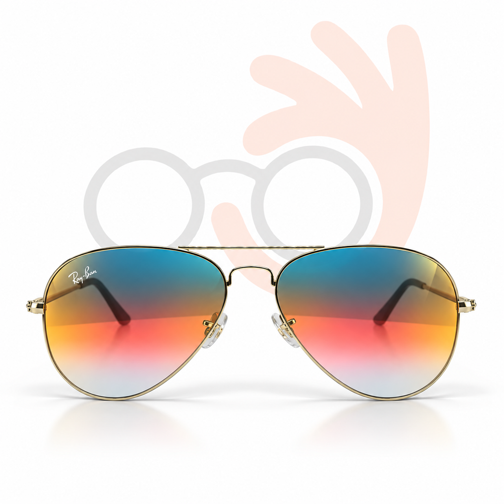 Ray-Ban Silver Frame Double Bridge Aviator Sunglasses