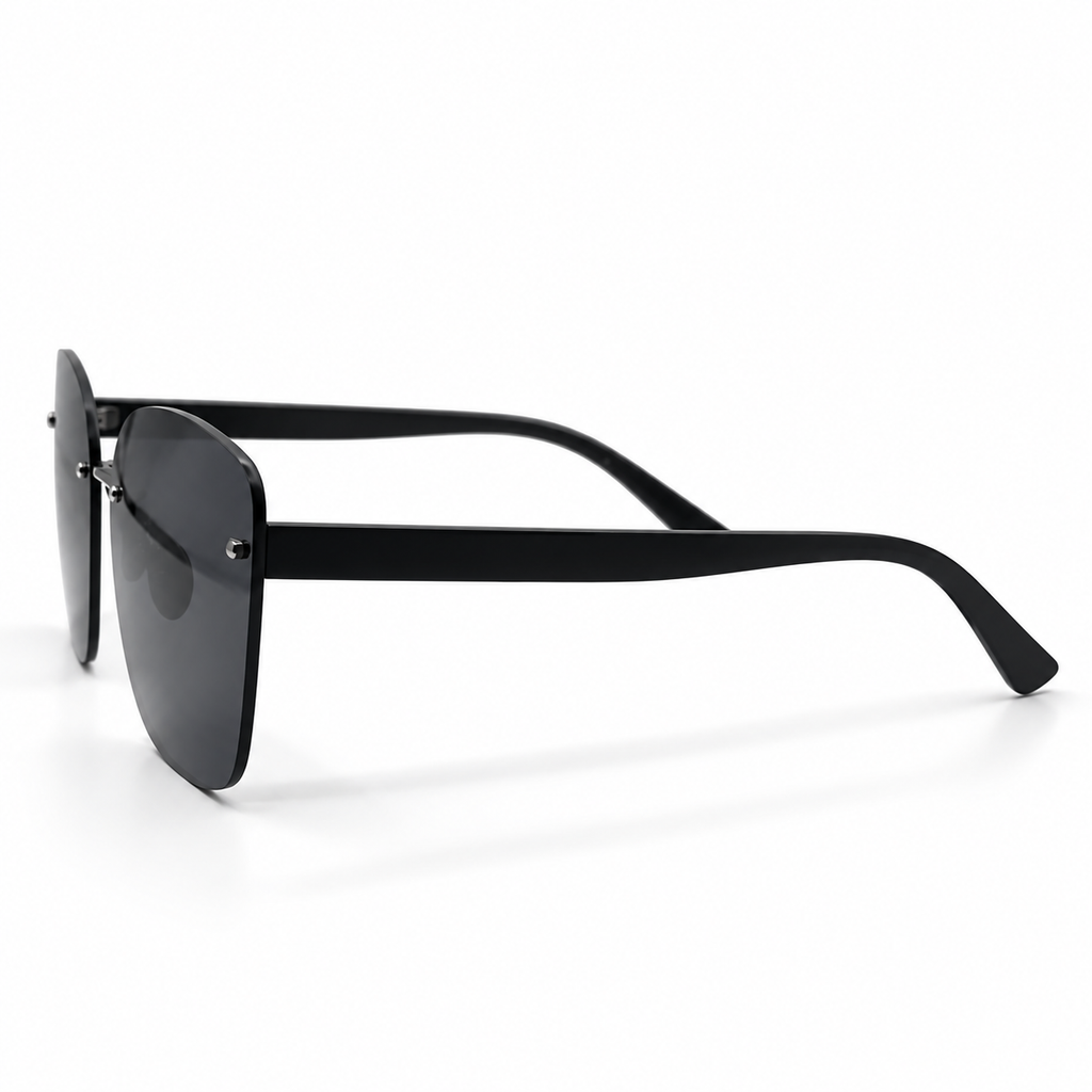 8627 64-16-143 Oversized Rimless Black Sunglasses