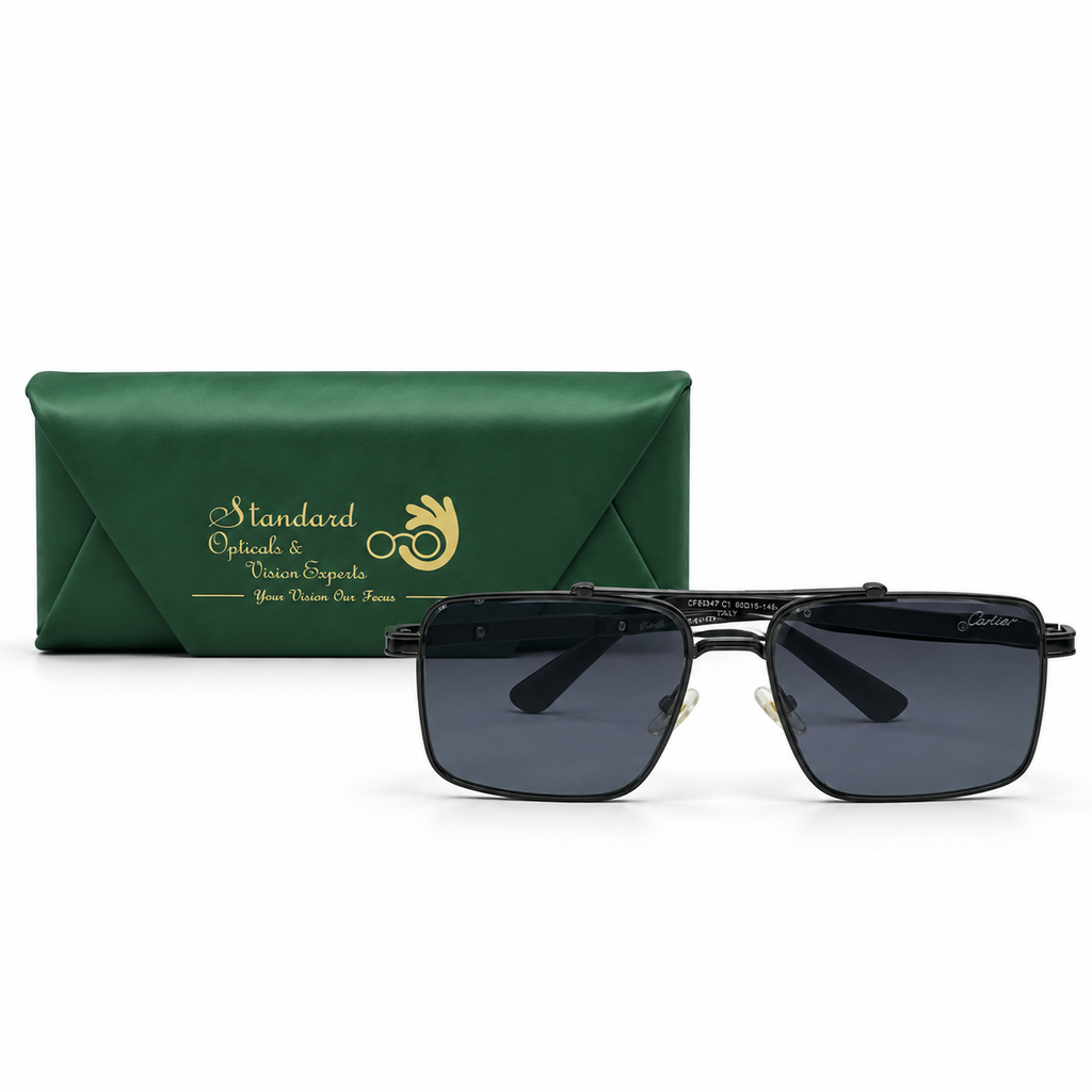 Cartier CF58474 C1 Grey Lens Black Sunglasses 60-18-145
