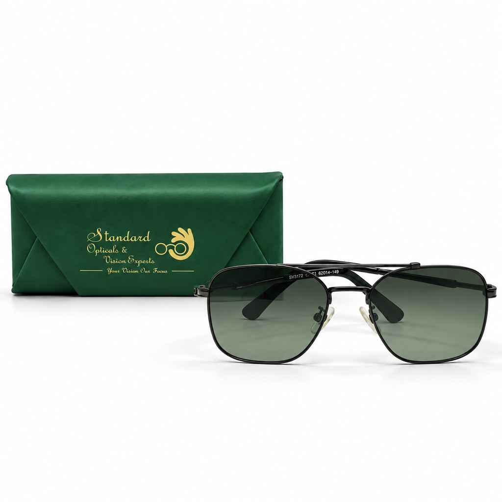 SW3712 G Dark Green Lens Black Sunglasses 55-21-149