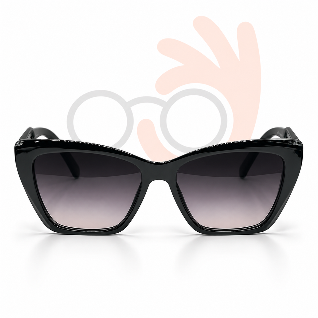 Prada 80077 Black Cat-Eye Sunglasses 55-16-143