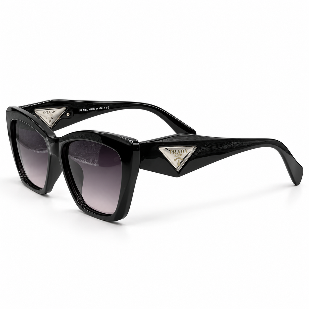 Prada 80077 Black Cat-Eye Sunglasses 55-16-143