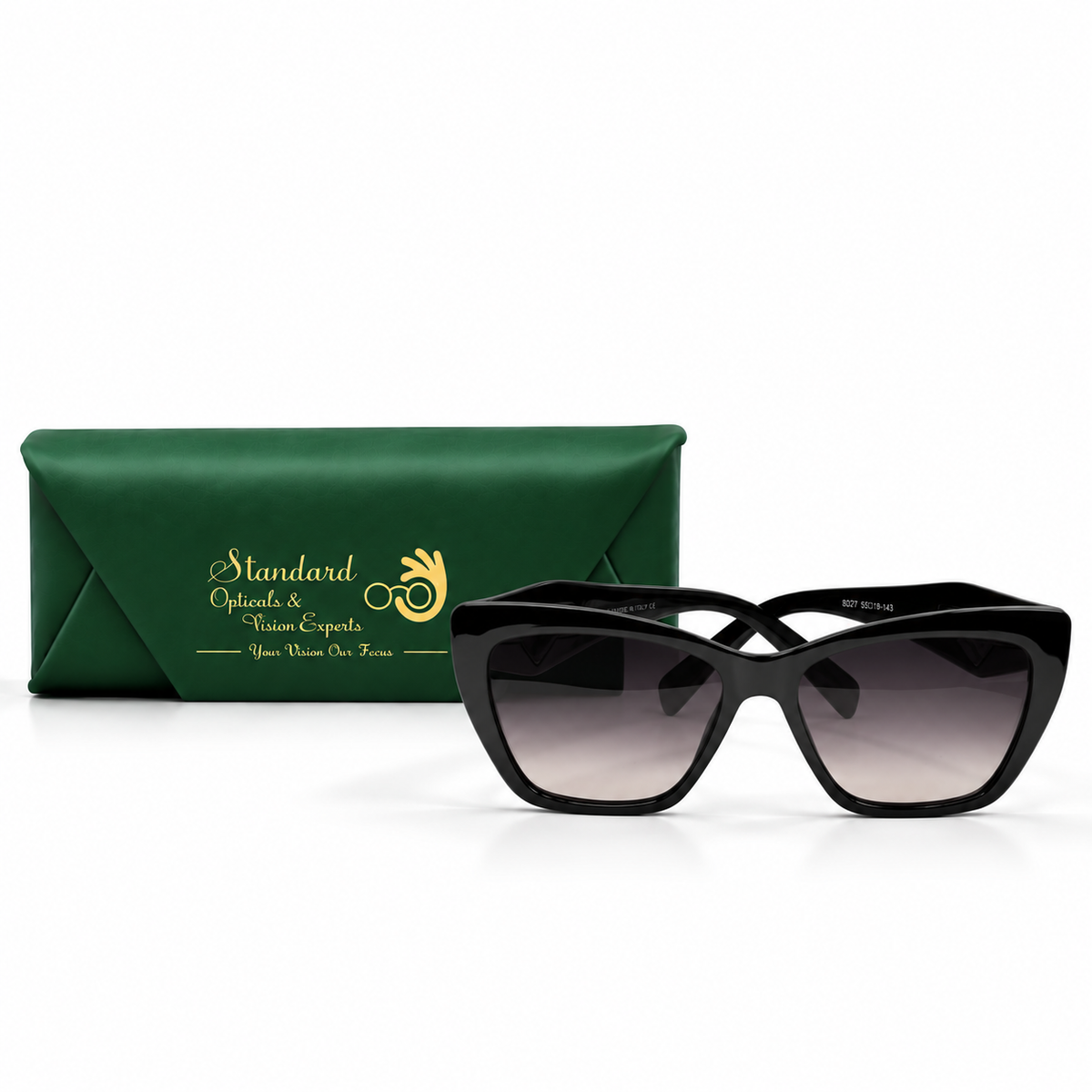 Prada 80077 Black Cat-Eye Sunglasses 55-16-143