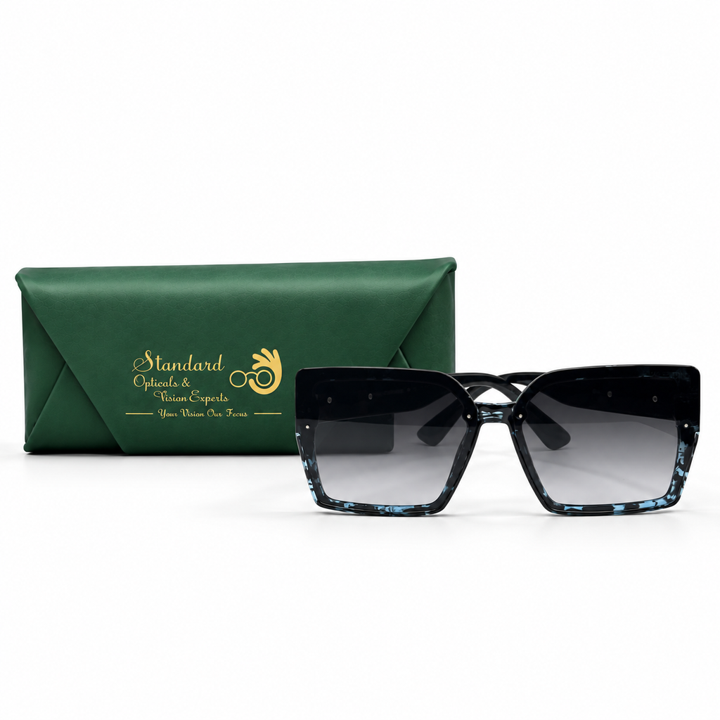 Valentino Blue Havana Oversized Square Sunglasses