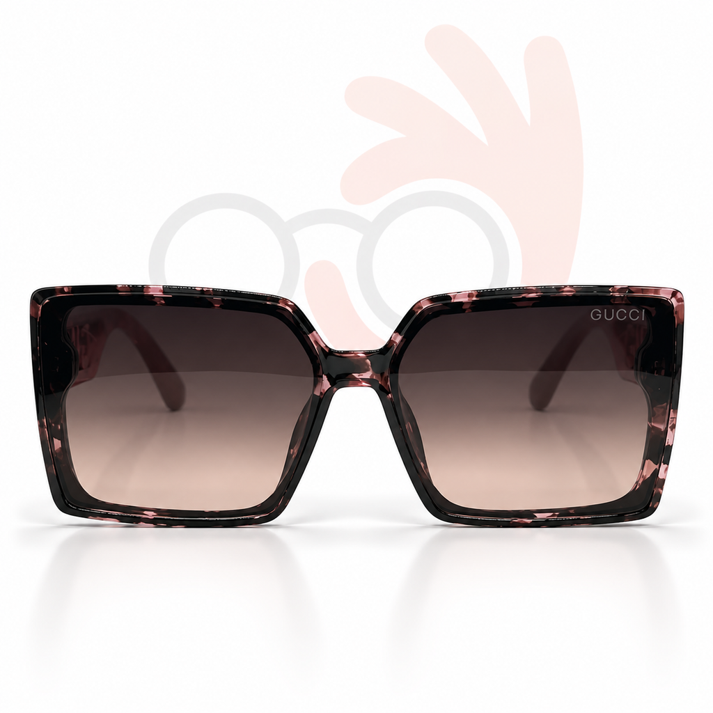 Gucci Pink Tortoiseshell Square Sunglasses