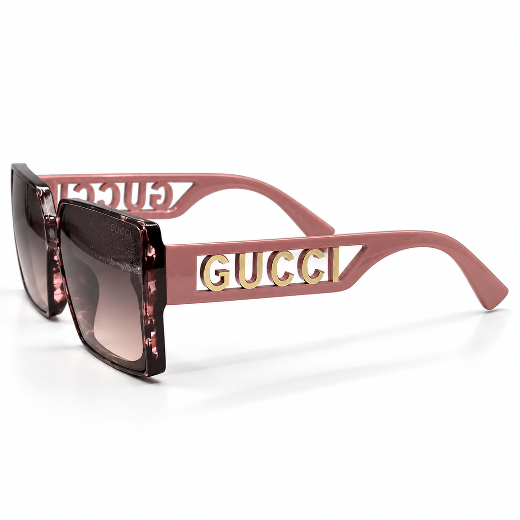 Gucci Pink Tortoiseshell Square Sunglasses