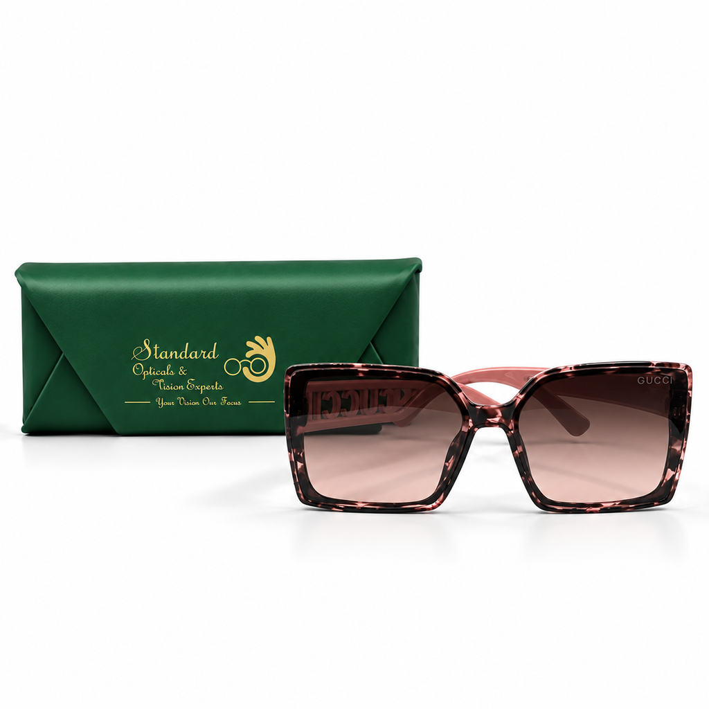 Gucci Pink Tortoiseshell Square Sunglasses