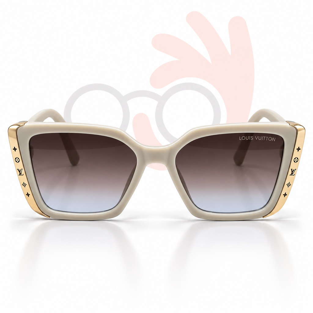 Louis Vuitton 23362 Cream Square Sunglasses 54-18-143