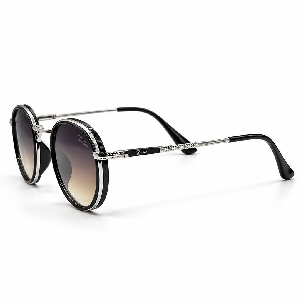Ray-Ban Silver Black Round Sunglasses