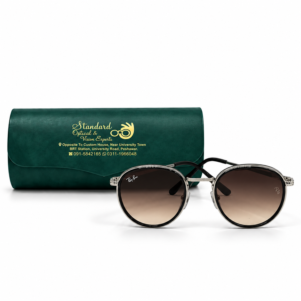 Ray-Ban Silver Black Round Sunglasses