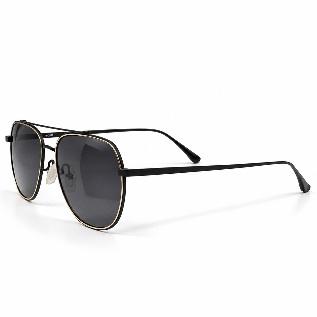 SW3724 S Matte Black Gold Rim Sunglasses 56-15-145