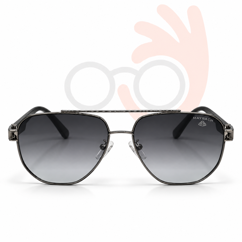 Maybach Gunmetal Geometric Aviator Sunglasses