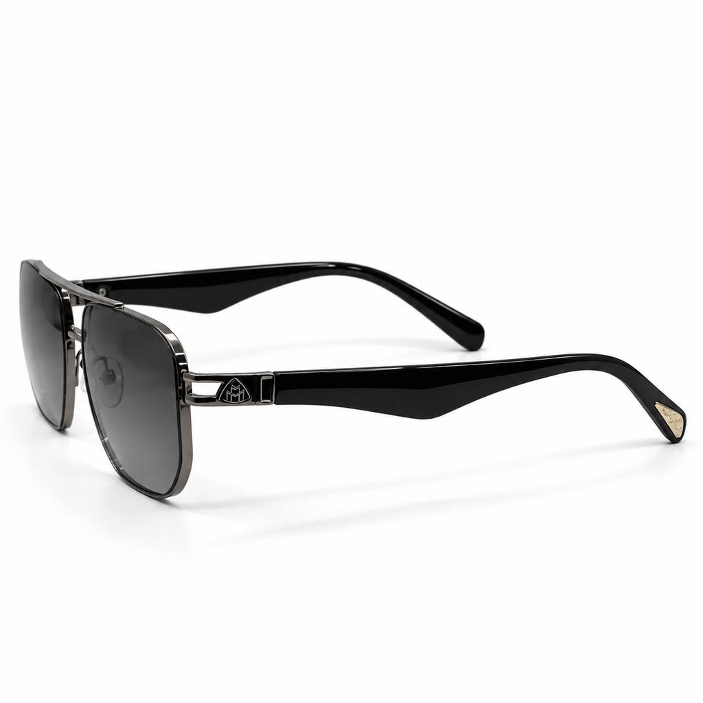 Maybach Gunmetal Geometric Aviator Sunglasses