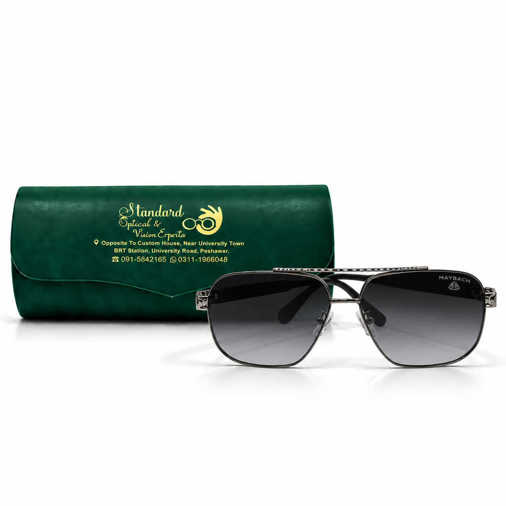 Maybach Gunmetal Geometric Aviator Sunglasses