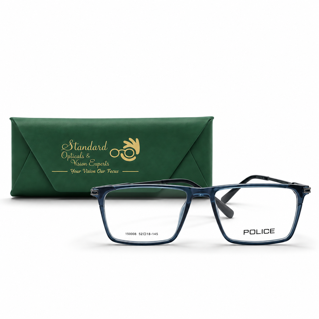 Police 150008 Translucent Navy Blue Eyeglasses 52-18-145