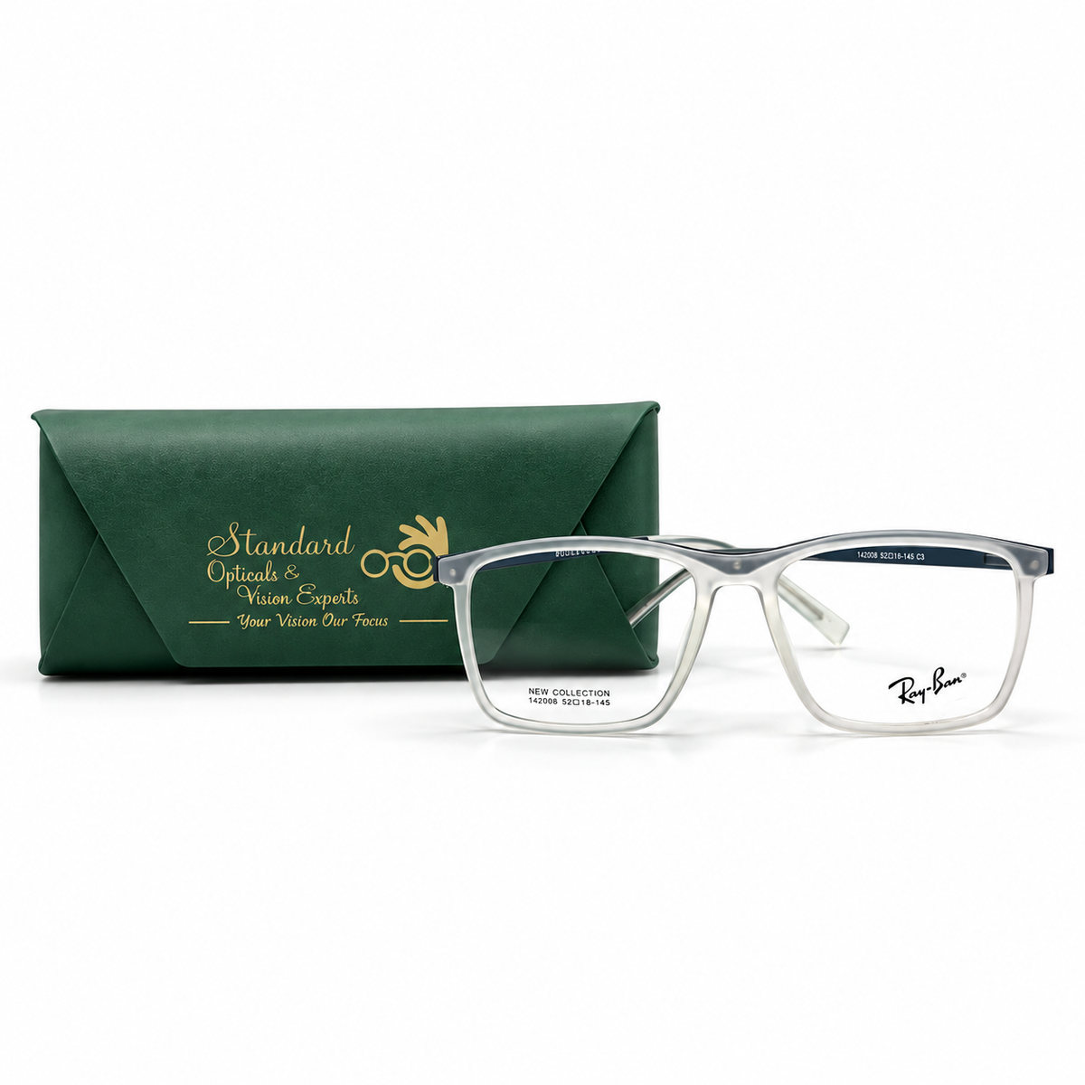 Ray-Ban 142008 Rectangular Eyeglasses (52-18-145)