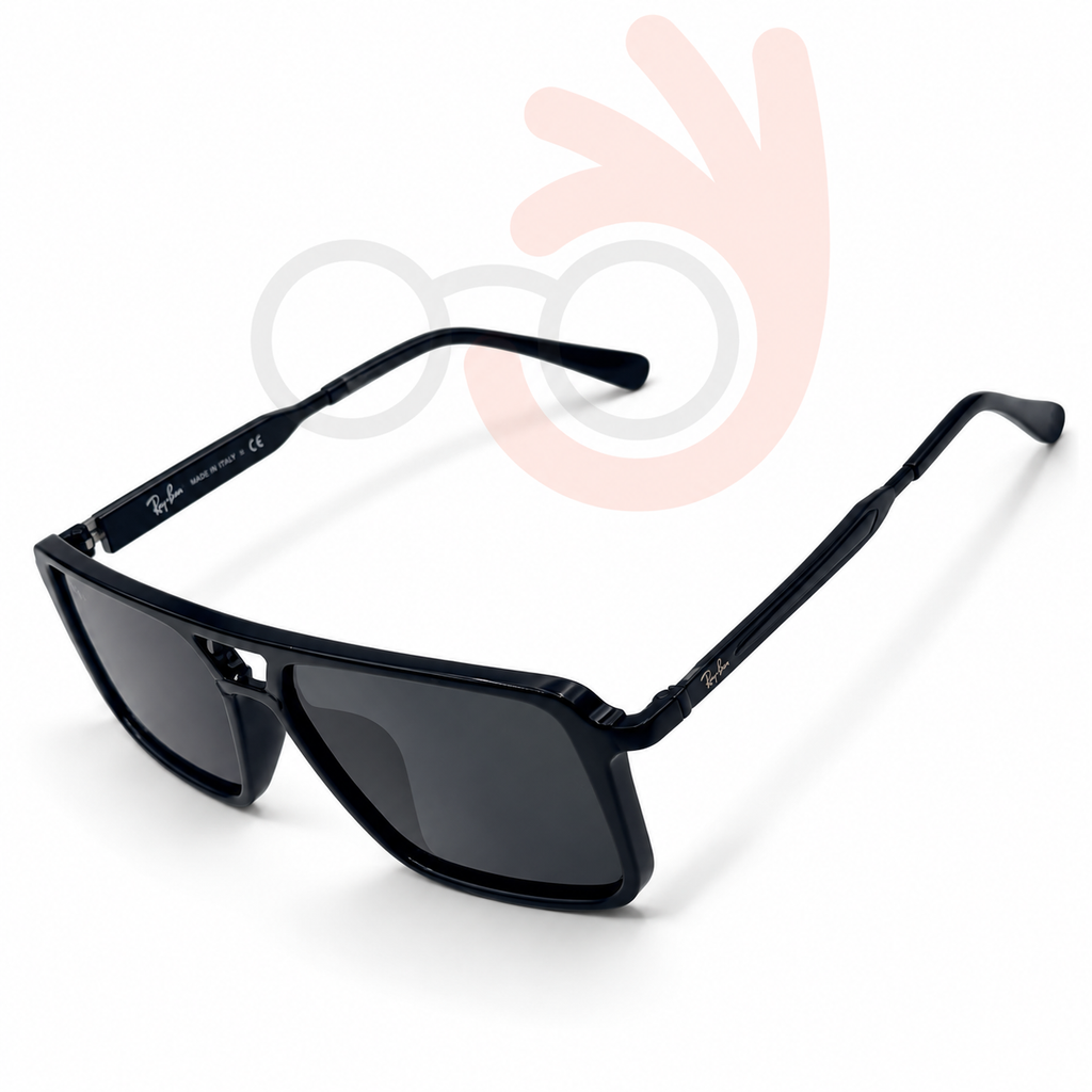 Ray-Ban Retro Aviator Square Polarized Sunglasses in Black and Gold
