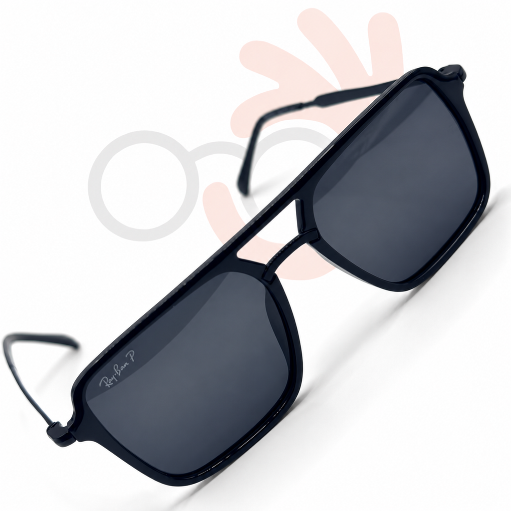 Ray-Ban Retro Aviator Square Polarized Sunglasses in Black and Gold