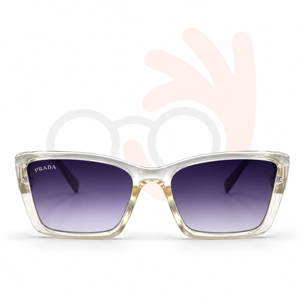 Prada Modern Clear Acetate Square Sunglasses with Purple Gradient Tint