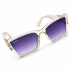 Prada Modern Clear Acetate Square Sunglasses with Purple Gradient Tint