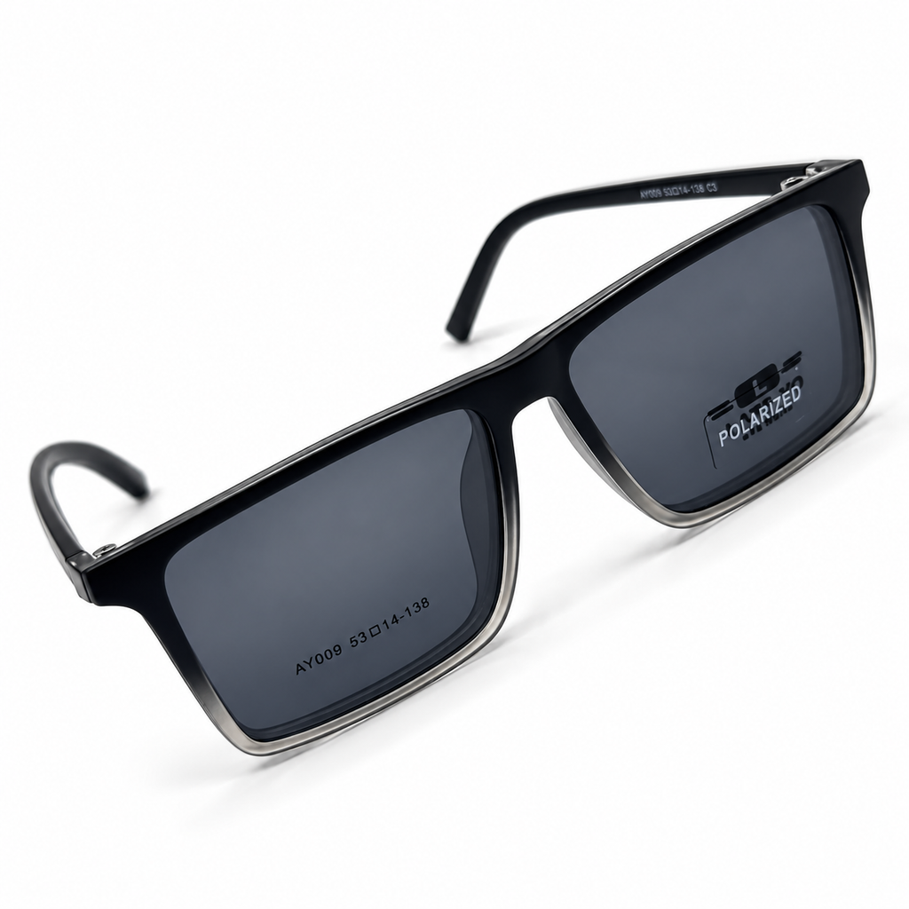 Lats Yo Square Magnetic Clip-On Eyeglasses with Polarized Lenses (53-14-138)