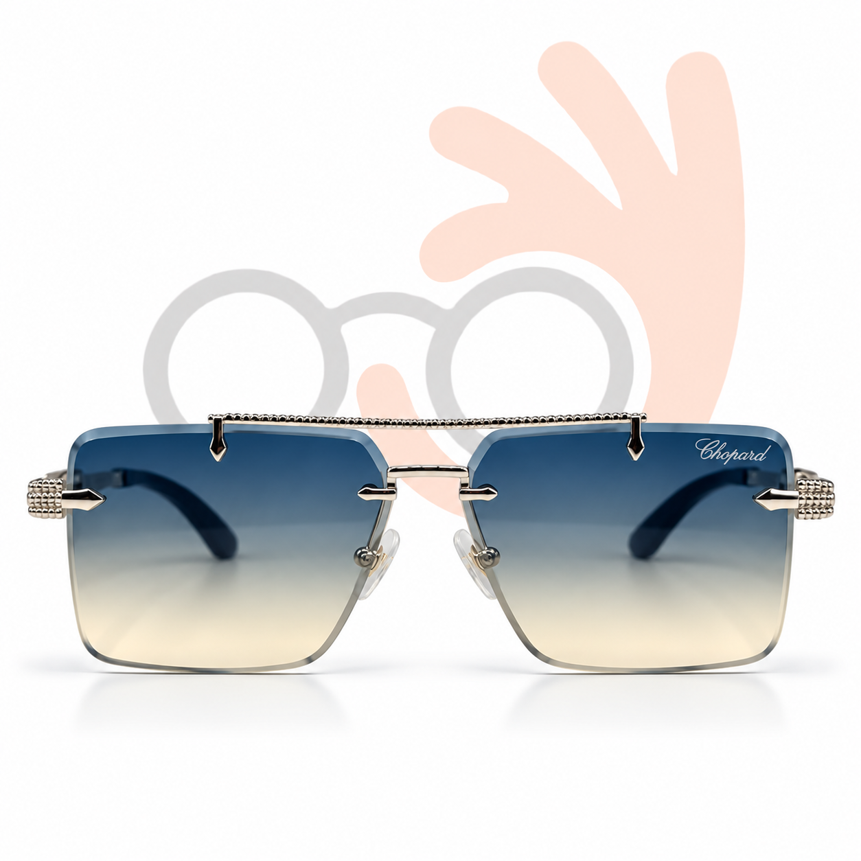 Chopard Style OW3171 Rimless Gradient Square Sunglasses
