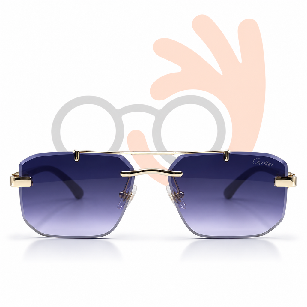 Cartier OW3148 Rimless Gold Navigator Sunglasses