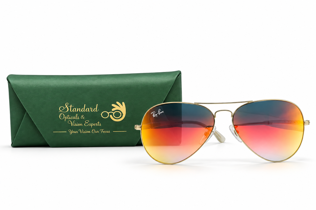 Ray-Ban Silver Frame Double Bridge Aviator Sunglasses