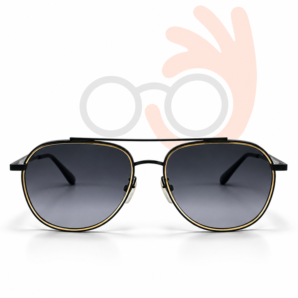 SW3724 S Matte Black Gold Rim Sunglasses 56-15-145