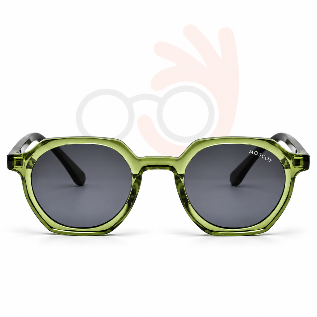 MOSCOT 58995 Geometric Sunglasses – Translucent Olive / Grey Lenses (48mm)