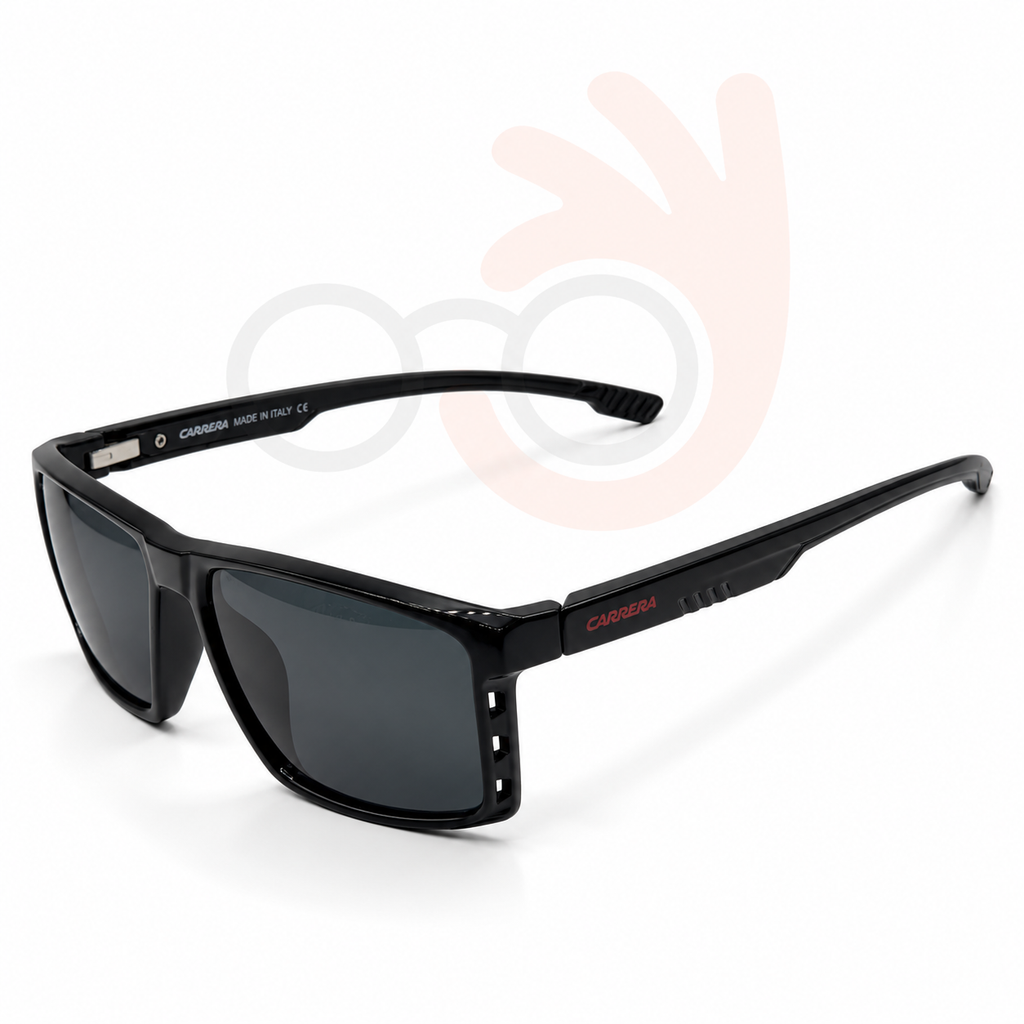 Carrera 91140 Rectangular Sport Sunglasses Matte Black Frame Tinted Lenses 57mm
