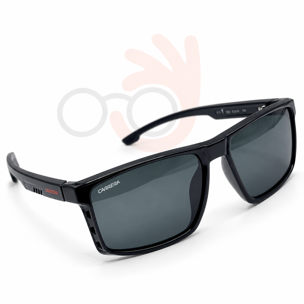 Carrera 91140 Rectangular Sport Sunglasses Matte Black Frame Tinted Lenses 57mm