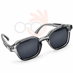 RoadX GRA009 Translucent Grey Geometric Sunglasses – Dark Grey Lenses (50mm)