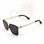 ic! berlin ZT1003 Black & Gold Navigator Sunglasses – Dark Grey Lenses (56mm)