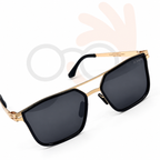 ic! berlin ZT1003 Black & Gold Navigator Sunglasses – Dark Grey Lenses (56mm)