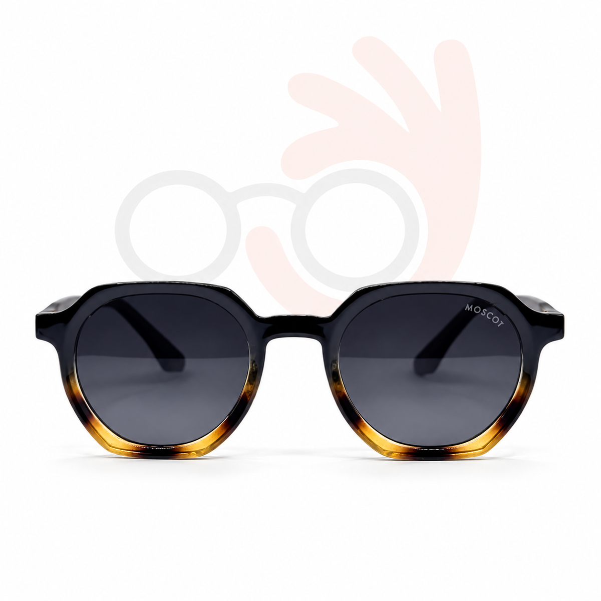 MOSCOT 58995 Black & Honey Gradient Sunglasses – Dark Grey Lenses (48mm)