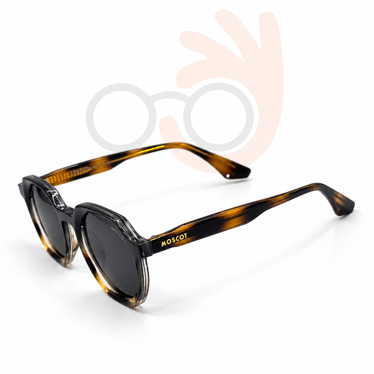 MOSCOT 58995 Black & Honey Gradient Sunglasses – Dark Grey Lenses (48mm)