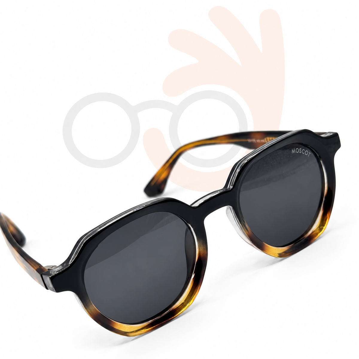 MOSCOT 58995 Black & Honey Gradient Sunglasses – Dark Grey Lenses (48mm)