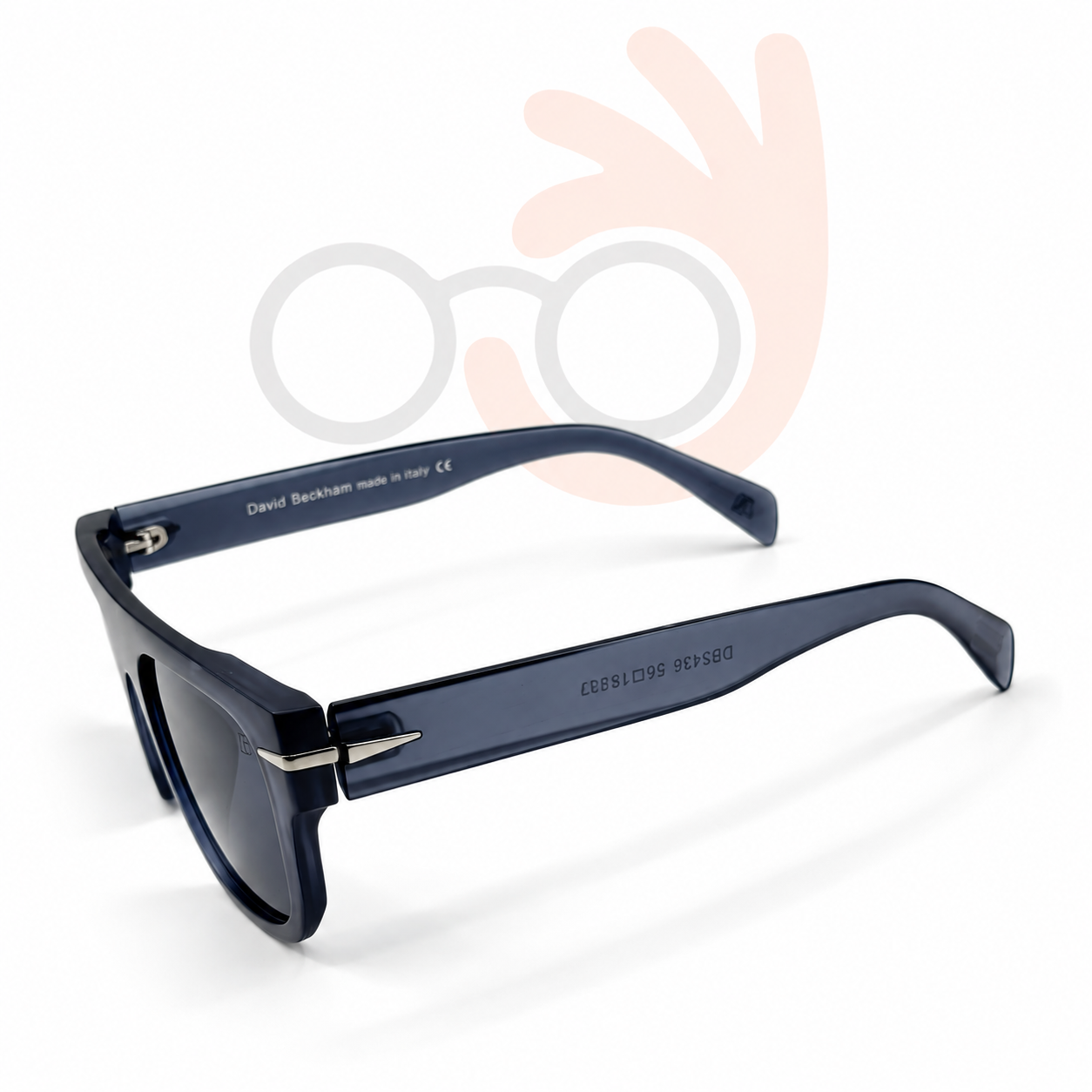 David Beckham DB 2436 Translucent Slate Blue Flat-Top Sunglasses  (56mm)