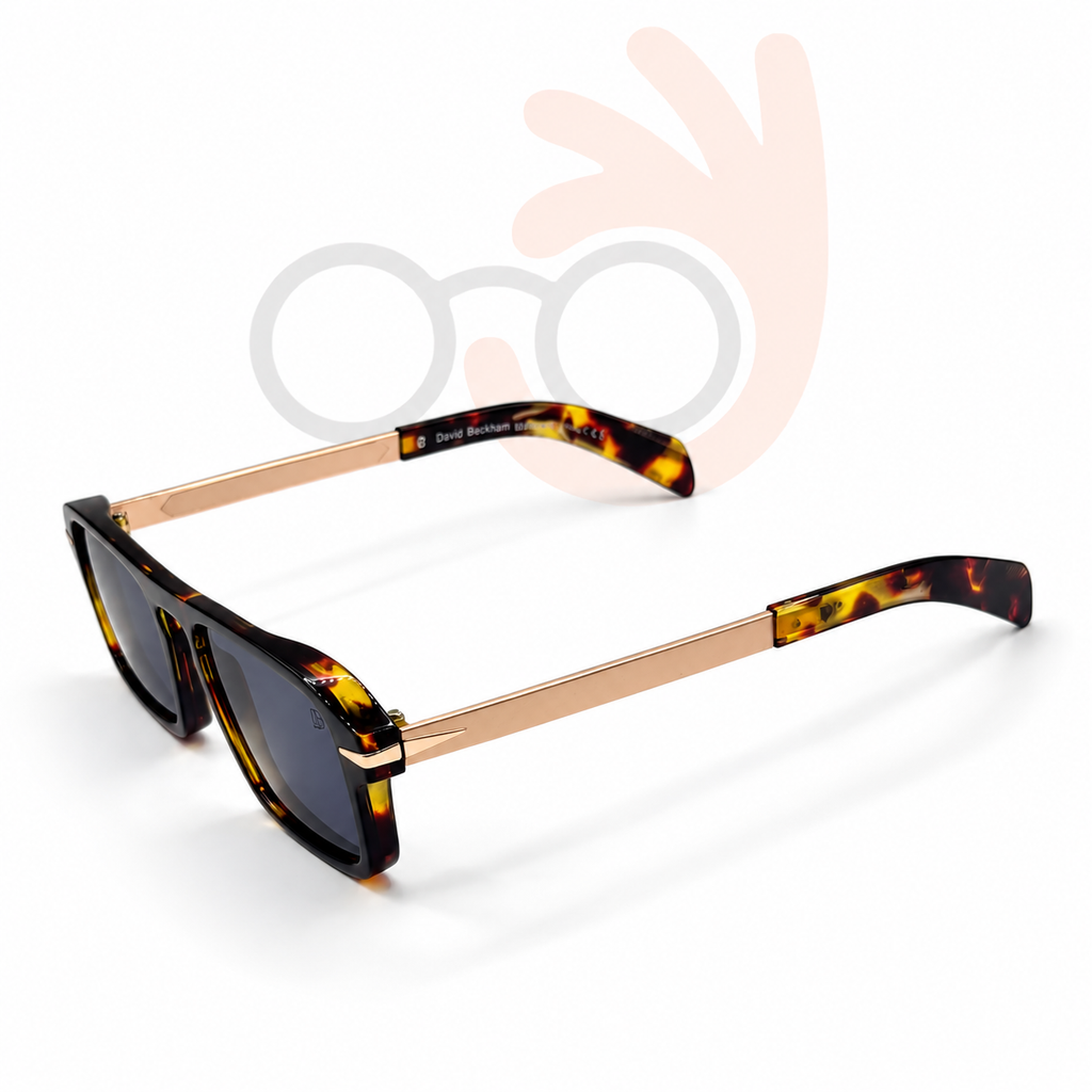 David Beckham DB 7105 Havana & Gold Rectangular Sunglasses  (56mm)