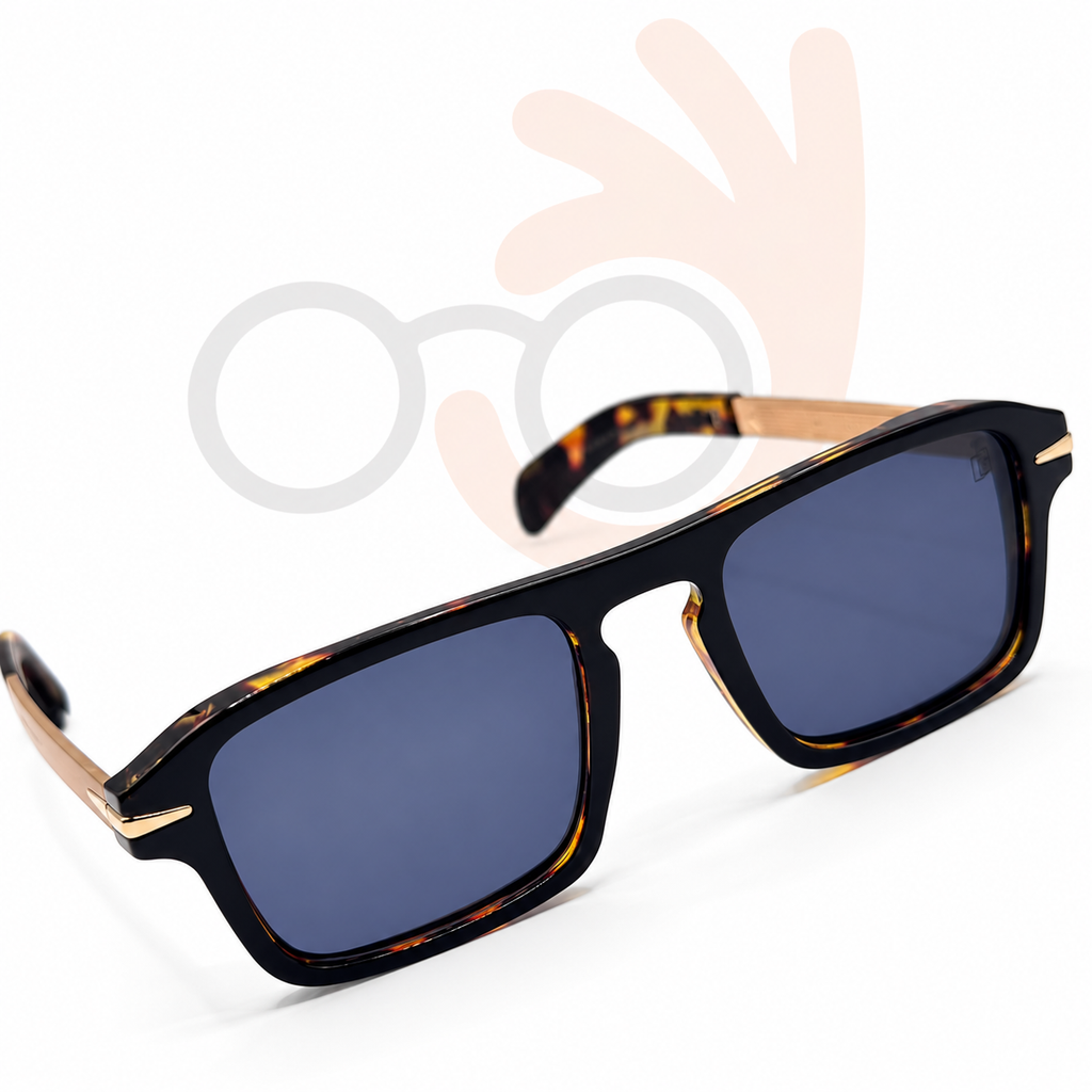 David Beckham DB 7105 Havana & Gold Rectangular Sunglasses  (56mm)