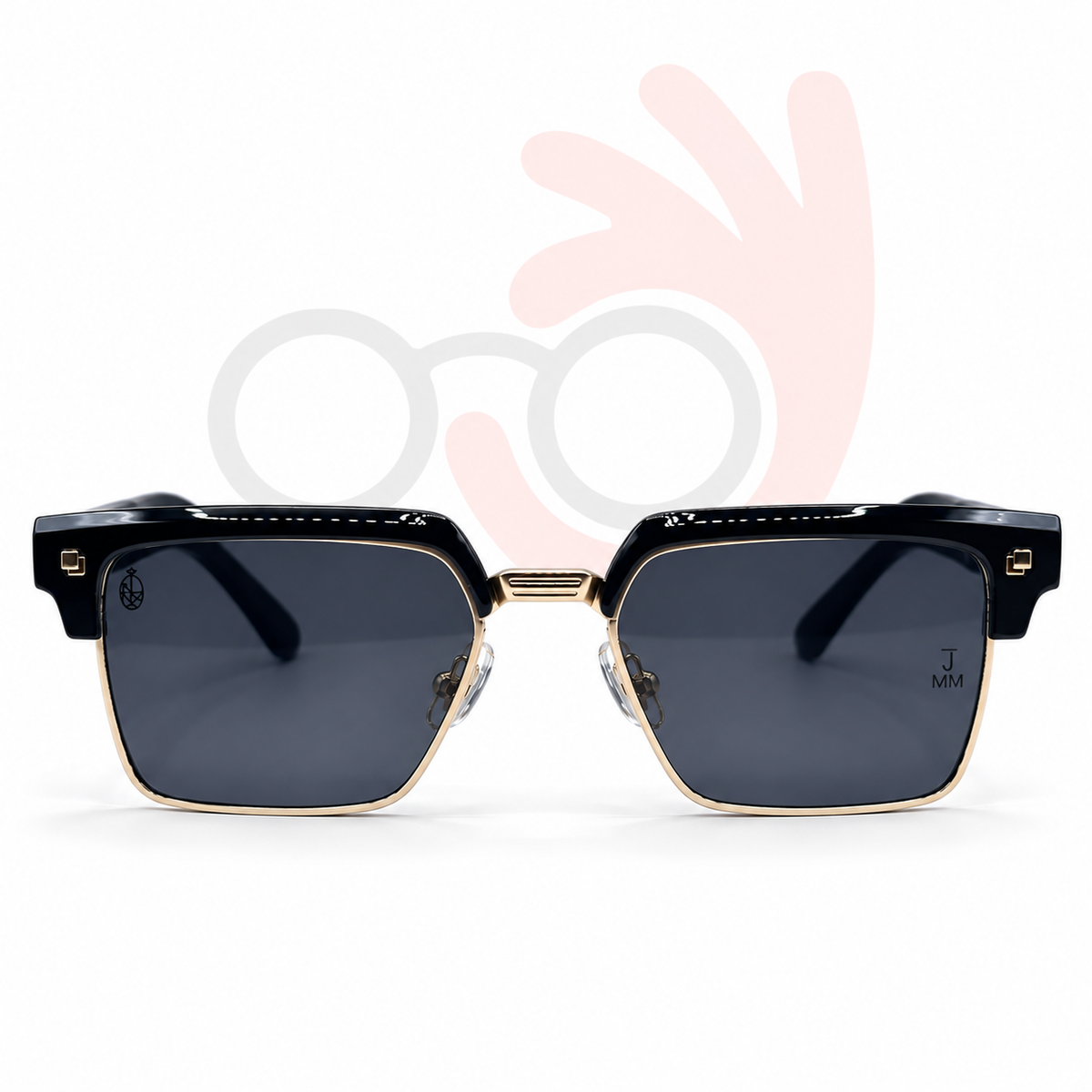Jacques Marie Mage M9504 Flat-Top Clubmaster Sunglasses Gold Trim 54mm