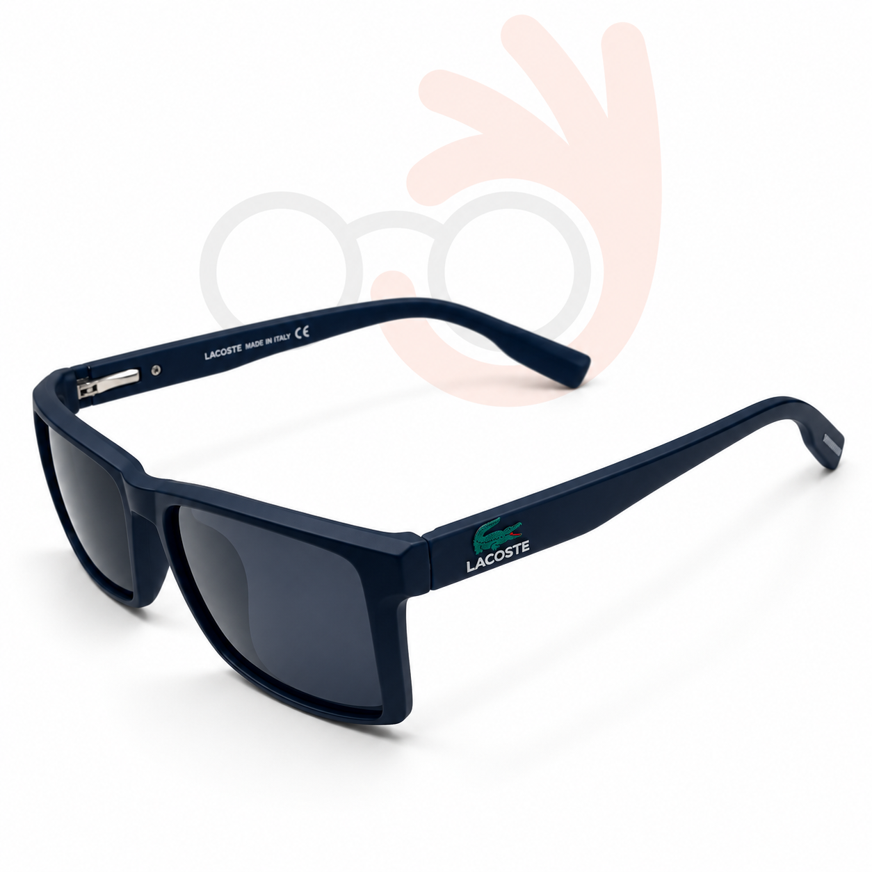 Lacoste 23023 Mens Matte Navy Square Sunglasses Brown Lens 58mm