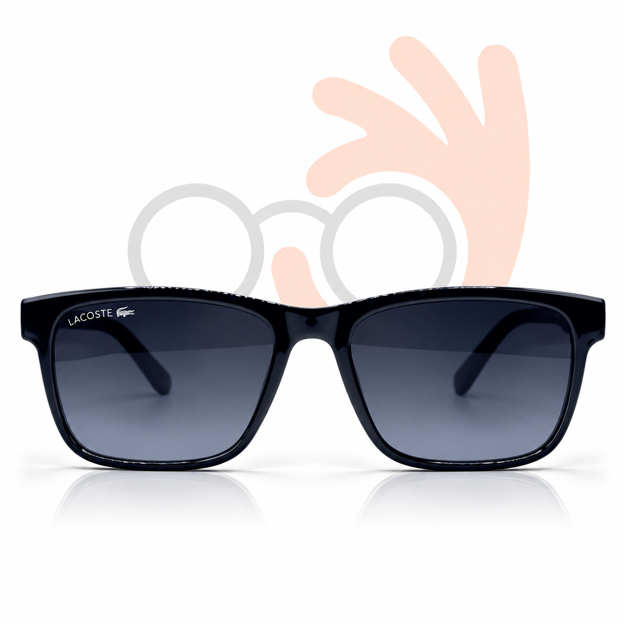 Lacoste 23018 Mens Matte Navy Square Sunglasses Crocodile Logo 55mm